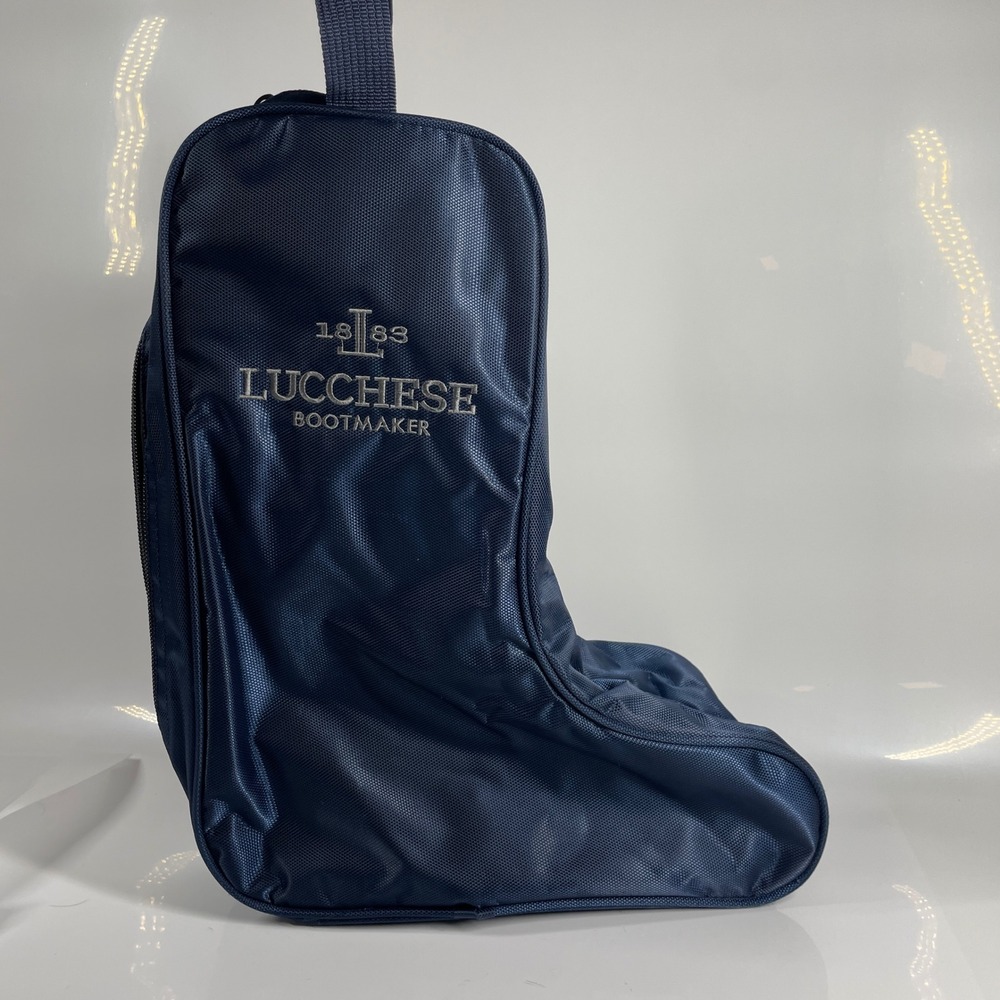 Lucchese Bootmaker 1883 Navy Blue Nylon Zippered Travel Boot Bag Storage Case